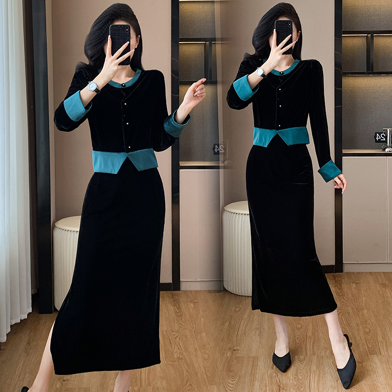 Split mixed colors small shirt chanelstyle skirt 2pcs set