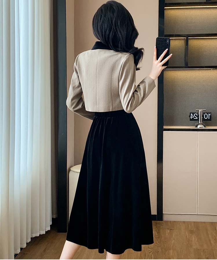 France style skirt autumn and winter jacket 2pcs set