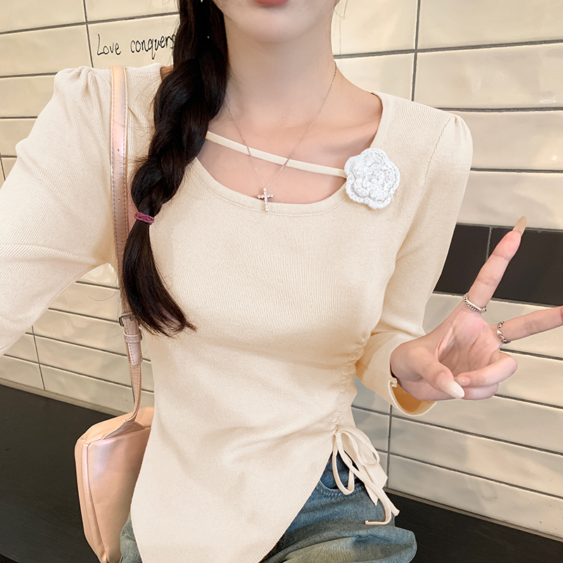 Flowers irregular tops autumn stereoscopic sweater