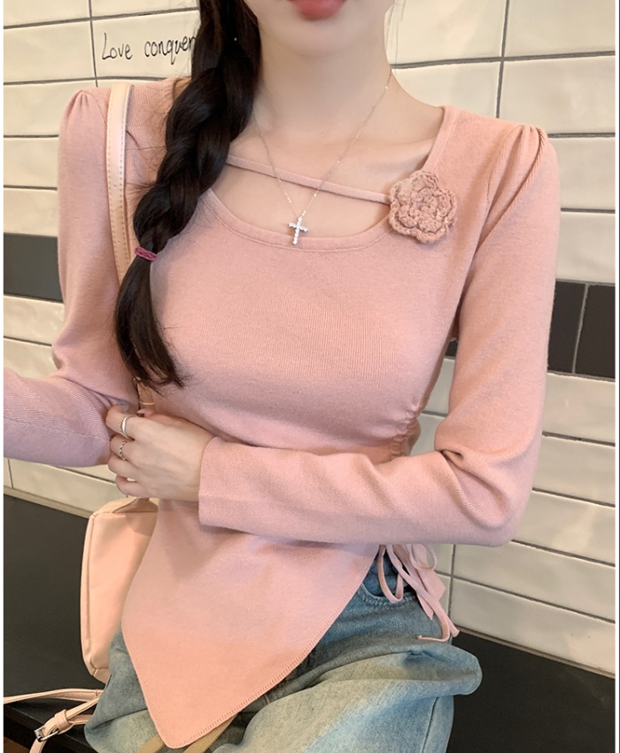 Flowers irregular tops autumn stereoscopic sweater