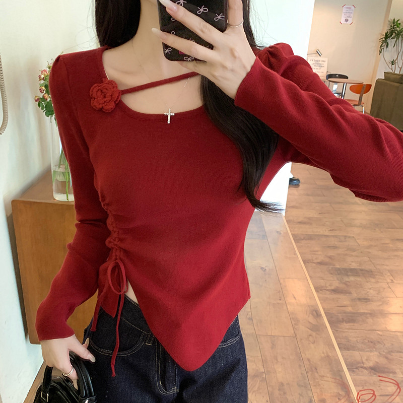 Flowers irregular tops autumn stereoscopic sweater