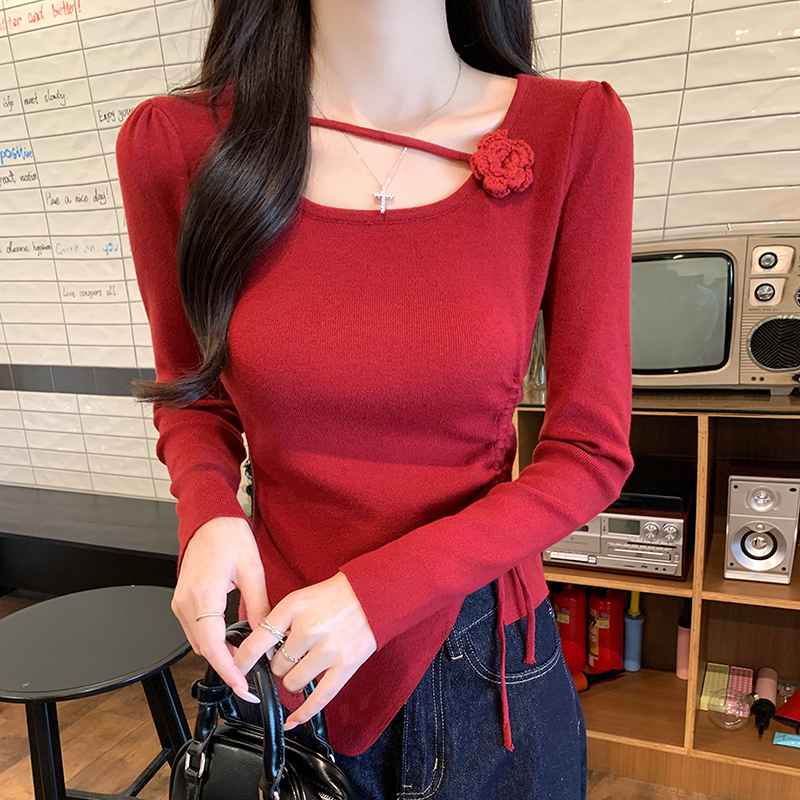 Flowers irregular tops autumn stereoscopic sweater