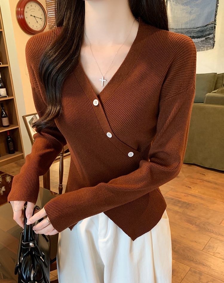 All-match temperament sweater V-neck bottoming shirt