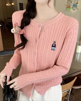 Twist embroidery autumn coat simple temperament sweater