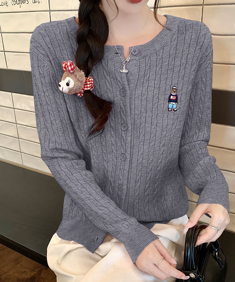 Twist embroidery autumn coat simple temperament sweater