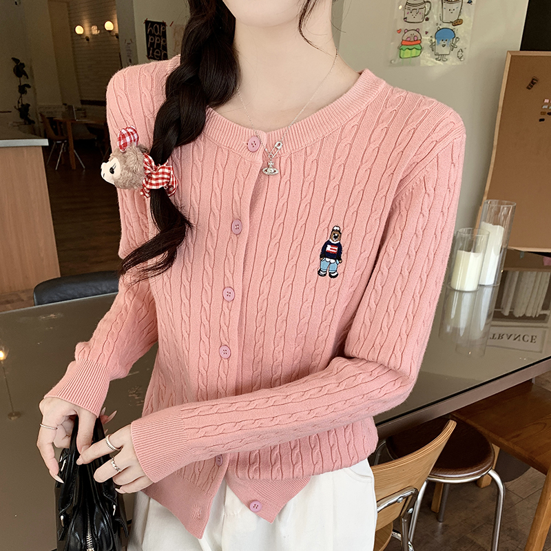 Twist embroidery autumn coat simple temperament sweater