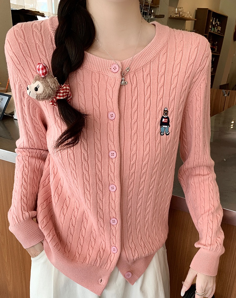 Twist embroidery autumn coat simple temperament sweater