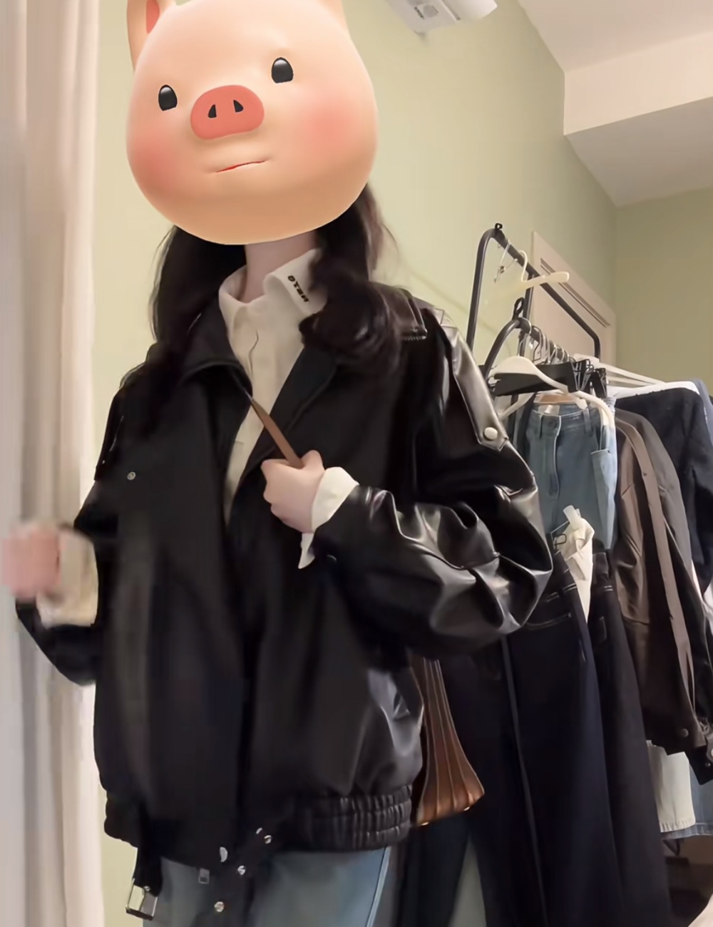 Unique locomotive black jacket retro autumn coat for women