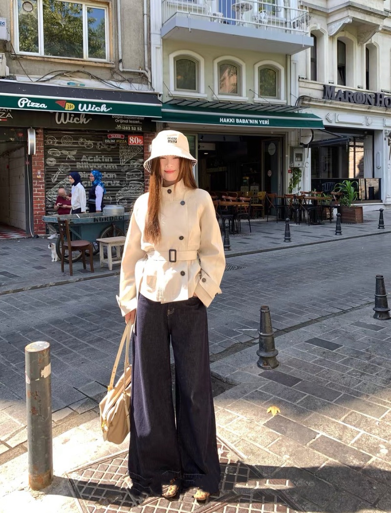 Short British style windbreaker Korean style pinched waist coat