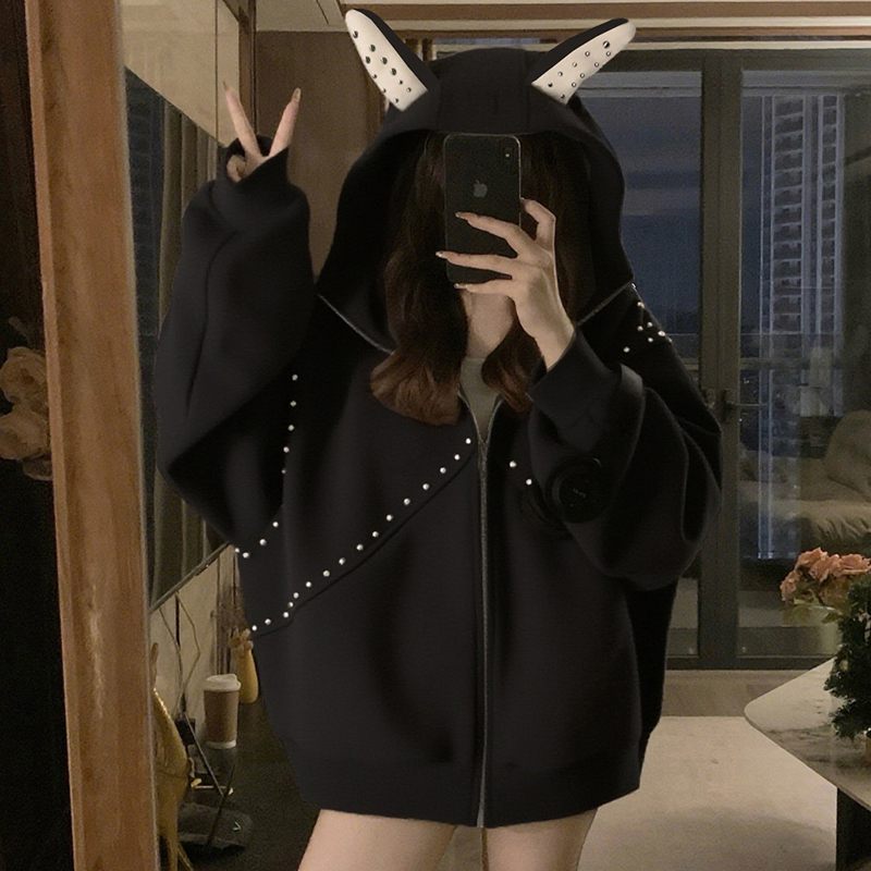 Couples Casual retro coat hooded autumn hoodie for women