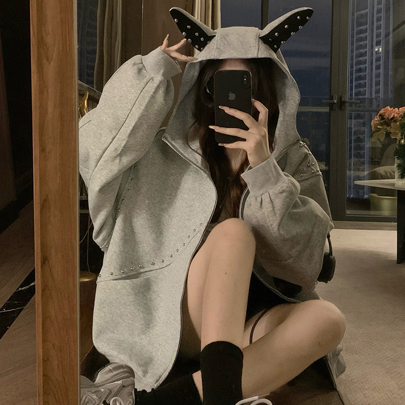 Couples Casual retro coat hooded autumn hoodie for women