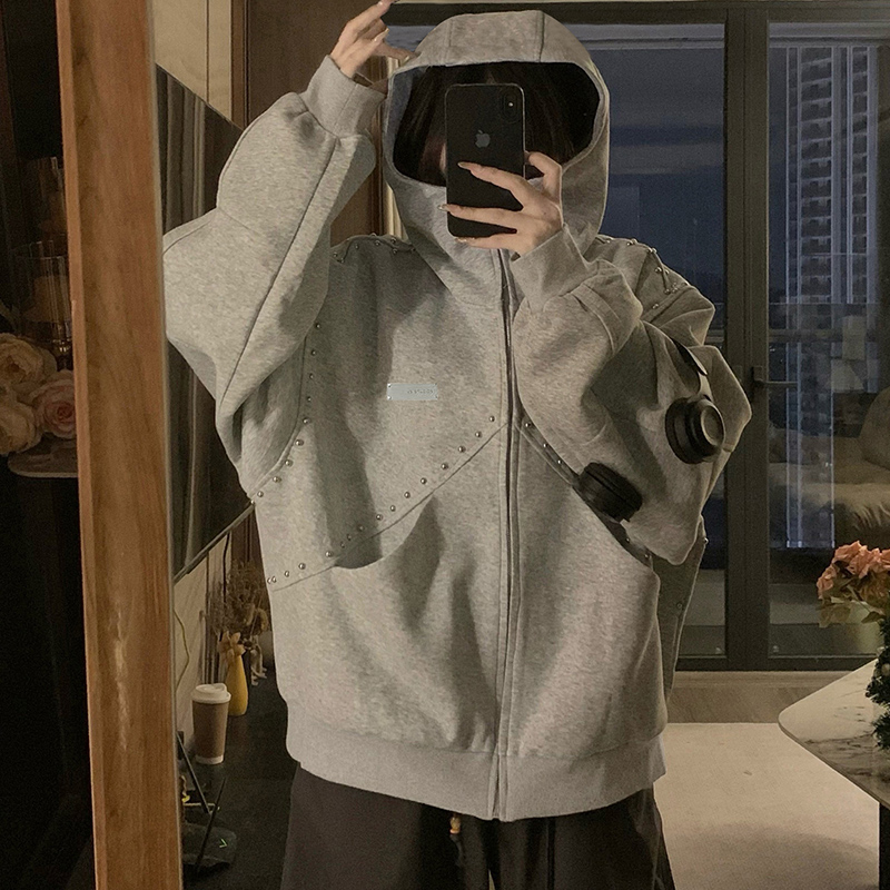 Splice autumn zip hoodie couples hooded cardigan