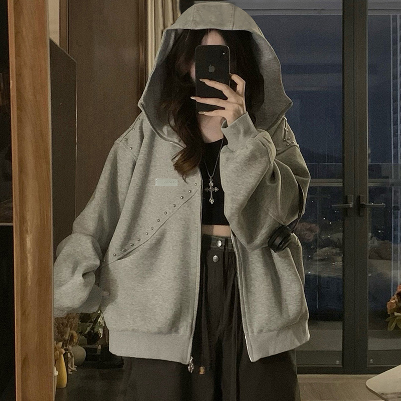 Splice autumn zip hoodie couples hooded cardigan
