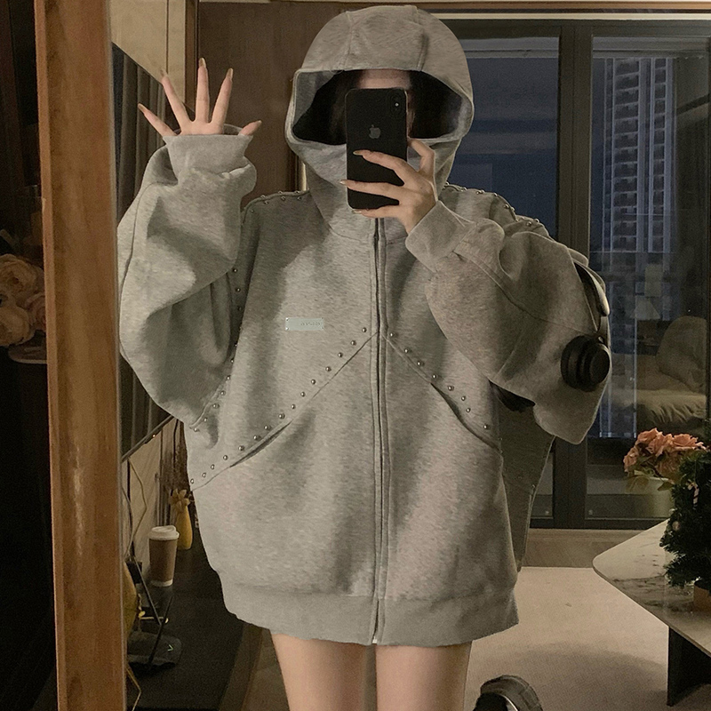 Splice autumn zip hoodie couples hooded cardigan