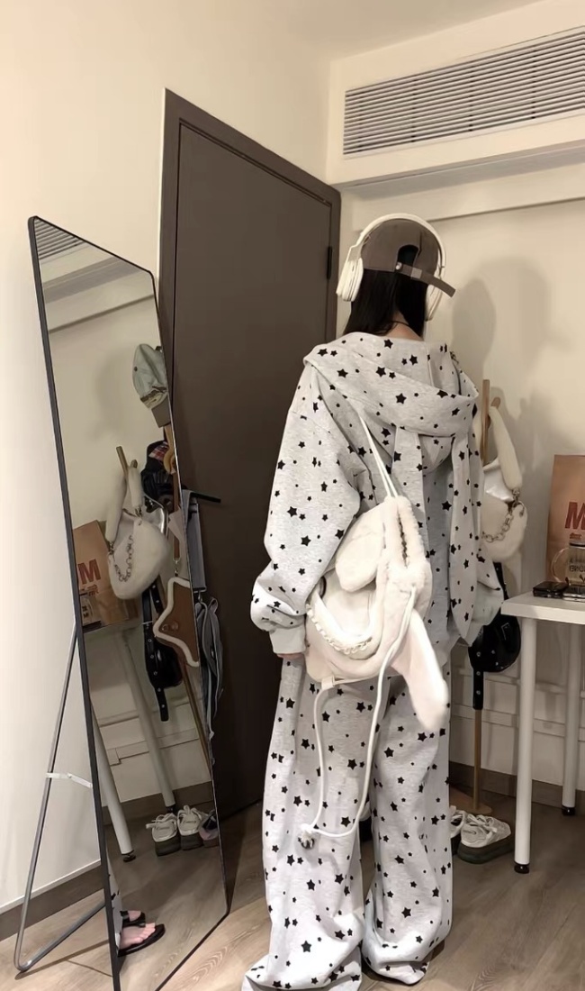 Stars lazy autumn and winter Casual hoodie 2pcs set for women