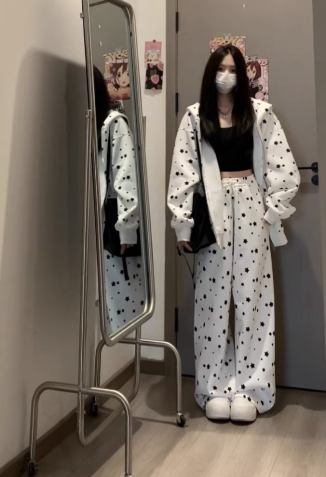 Stars lazy autumn and winter Casual hoodie 2pcs set for women
