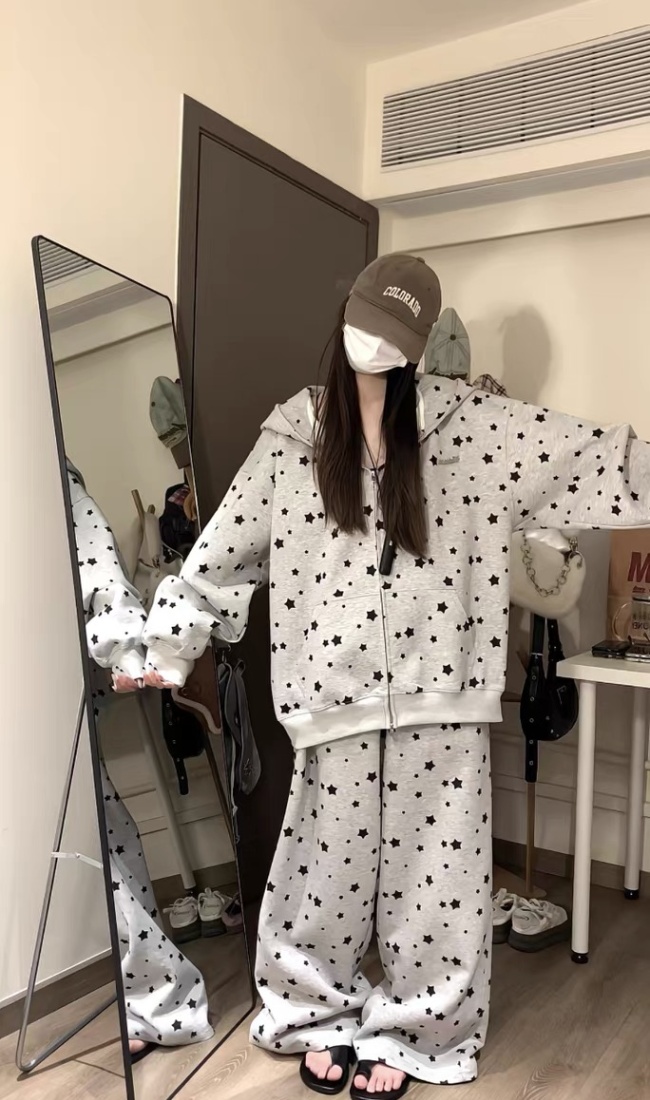 Stars lazy autumn and winter Casual hoodie 2pcs set for women