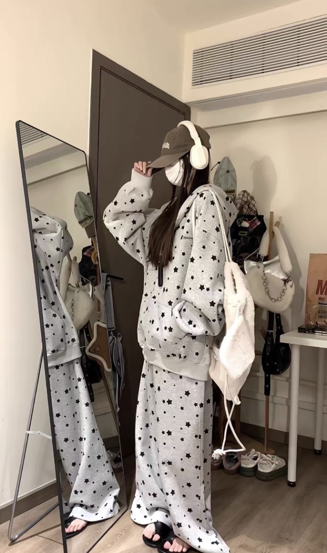 Stars lazy autumn and winter Casual hoodie 2pcs set for women
