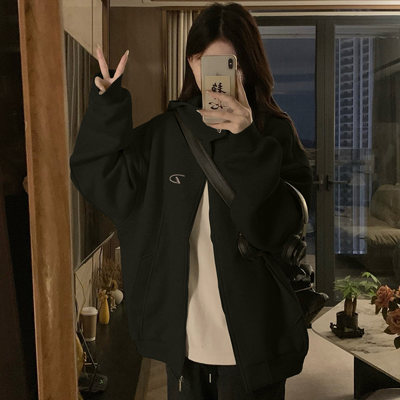 Couples hooded zip tops simple autumn hoodie