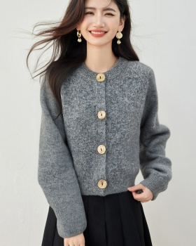 Big buckle loose cardigan all-match thin coat for women