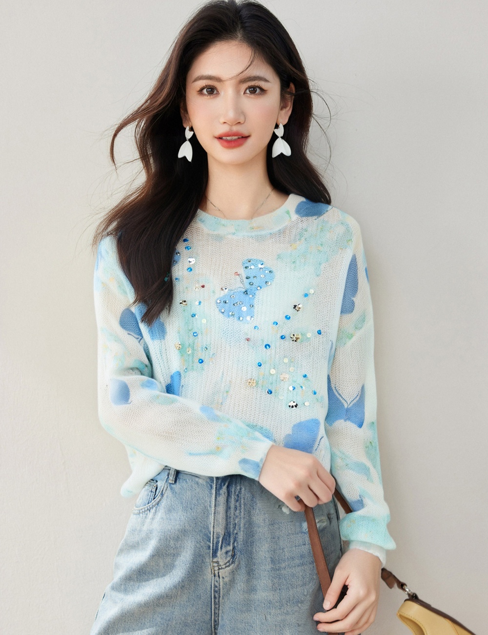 Korean style autumn sweater butterfly temperament tops