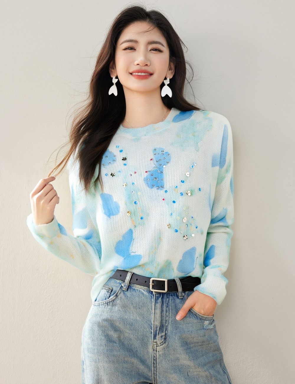 Korean style autumn sweater butterfly temperament tops