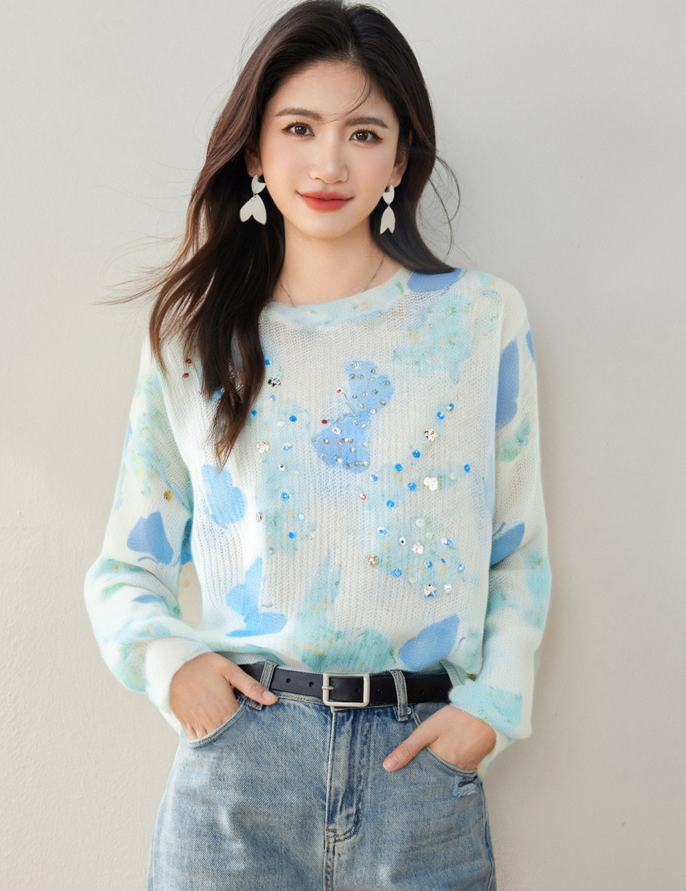 Korean style autumn sweater butterfly temperament tops