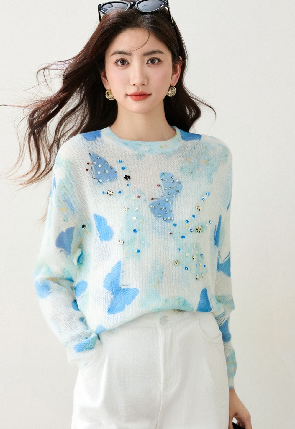 Korean style autumn sweater butterfly temperament tops