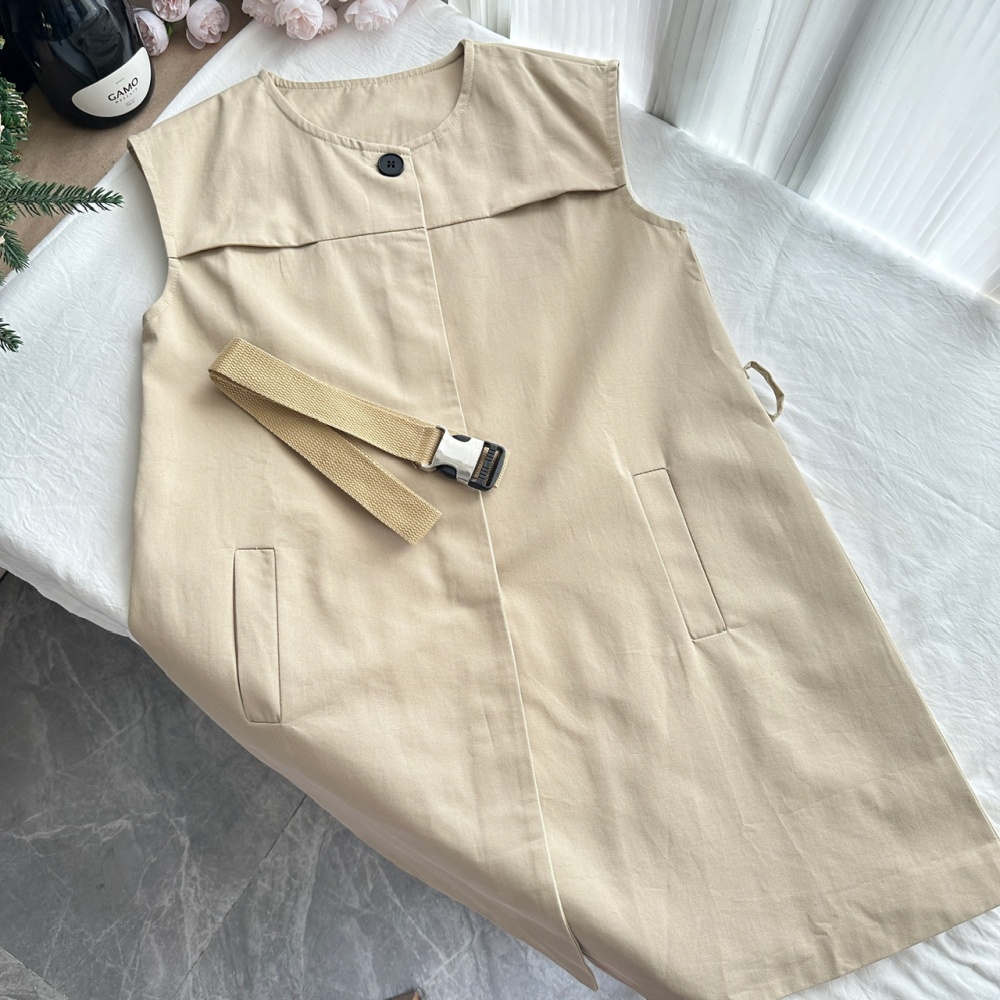 Light luxury style sleeveless dress pinched waist dress