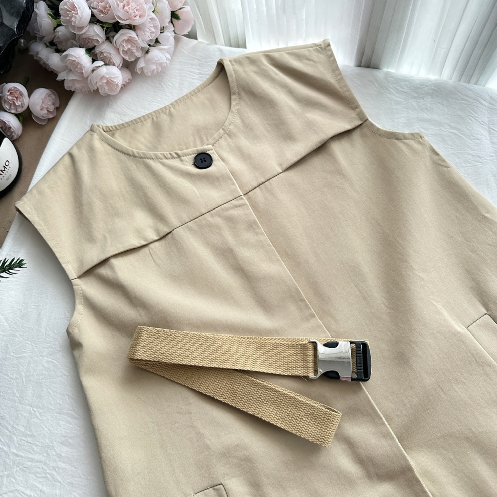 Light luxury style sleeveless dress pinched waist dress