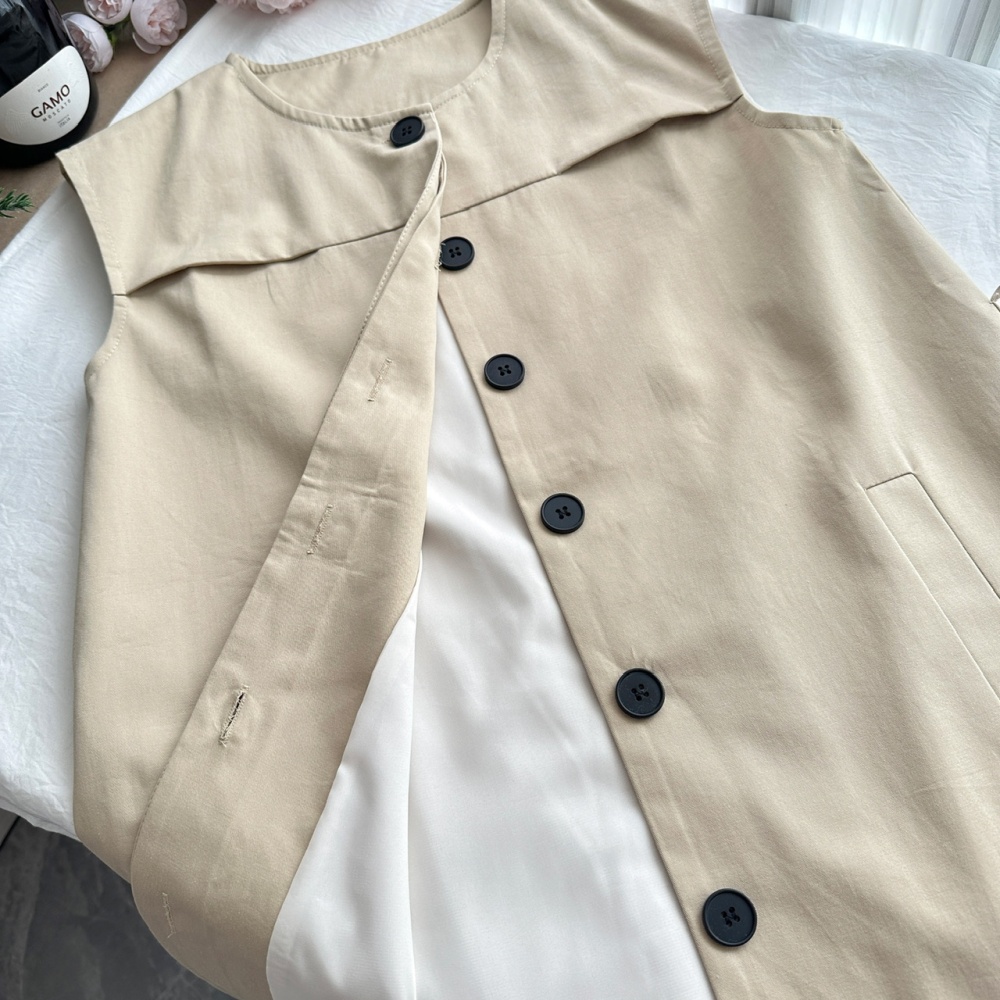 Light luxury style sleeveless dress pinched waist dress