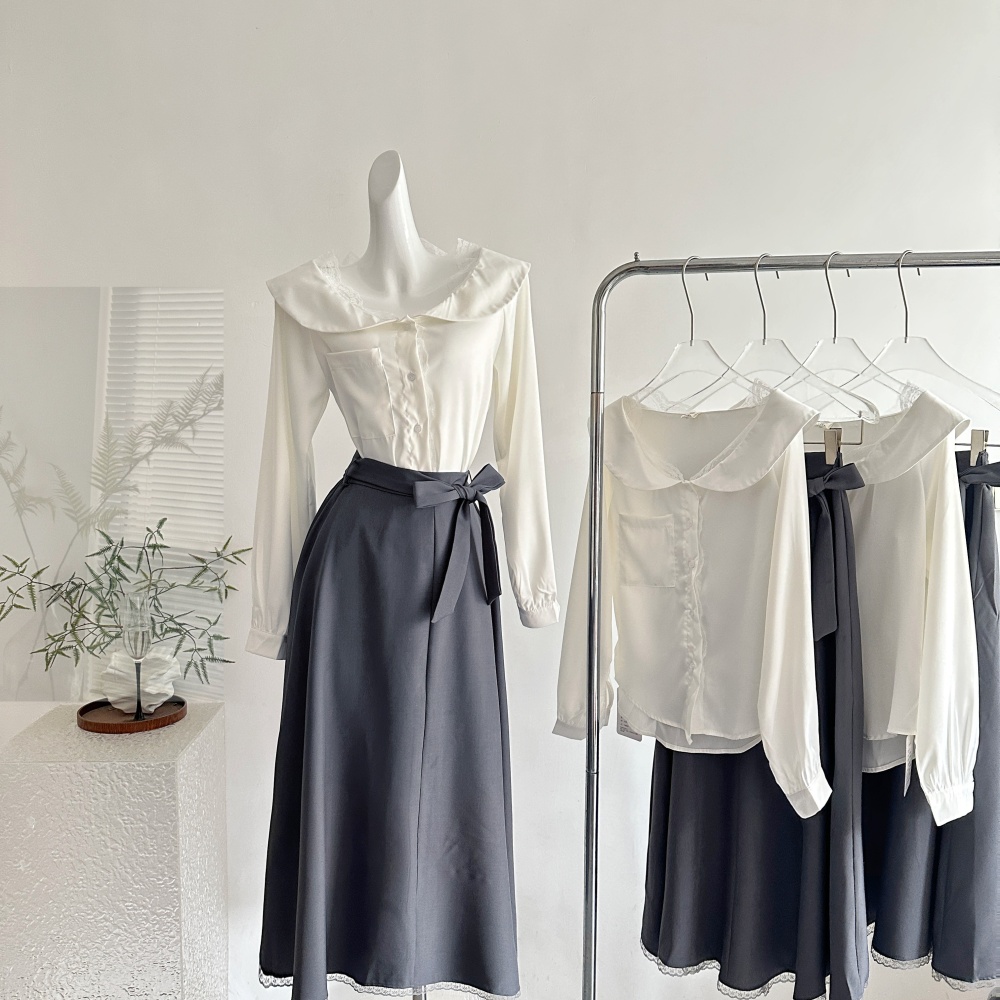 All-match autumn skirt temperament shirt 2pcs set