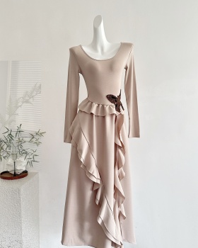 Autumn irregular dress long sleeve long dress