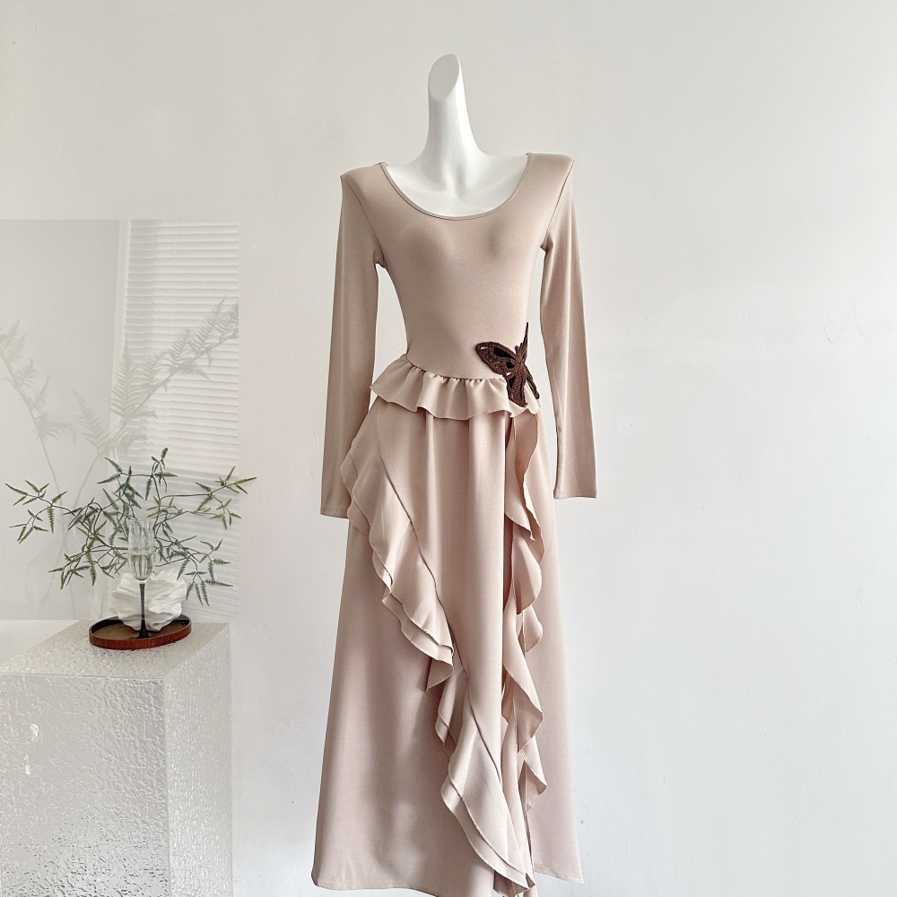 Autumn irregular dress long sleeve long dress