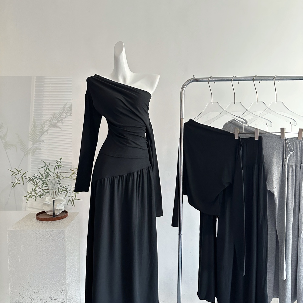 Strapless slim tops summer skirt a set for women