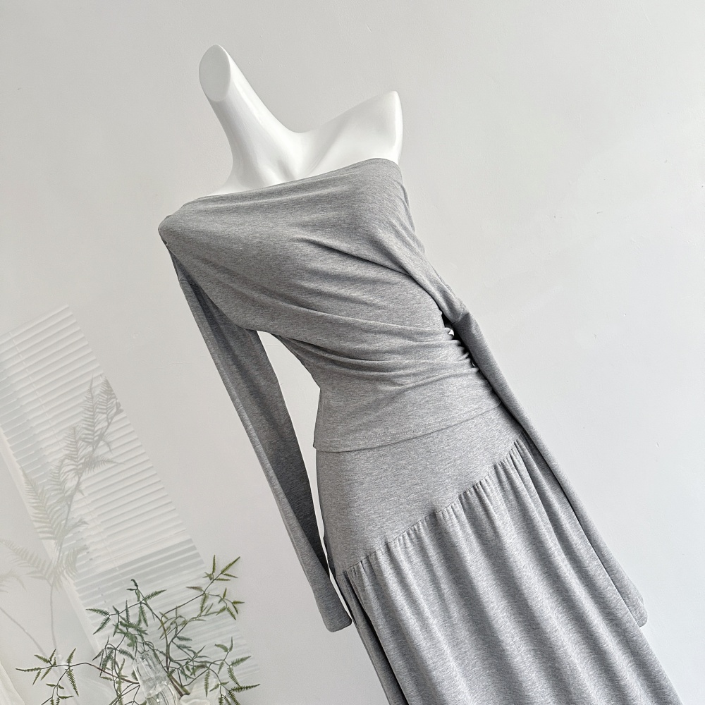 Strapless slim tops summer skirt a set for women