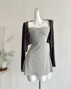 Slim fold cardigan sling dress a set for women