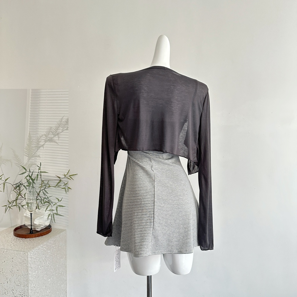Slim fold cardigan sling dress a set for women