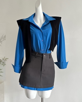 All-match shirt autumn short skirt 3pcs set
