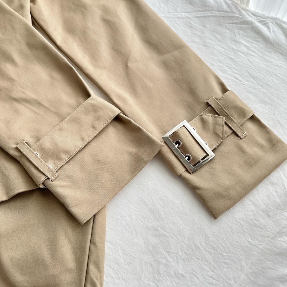Pinched waist large lapel coat small short shorts a set