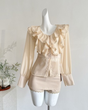 Temperament fashion niche enticement shirt a set for women