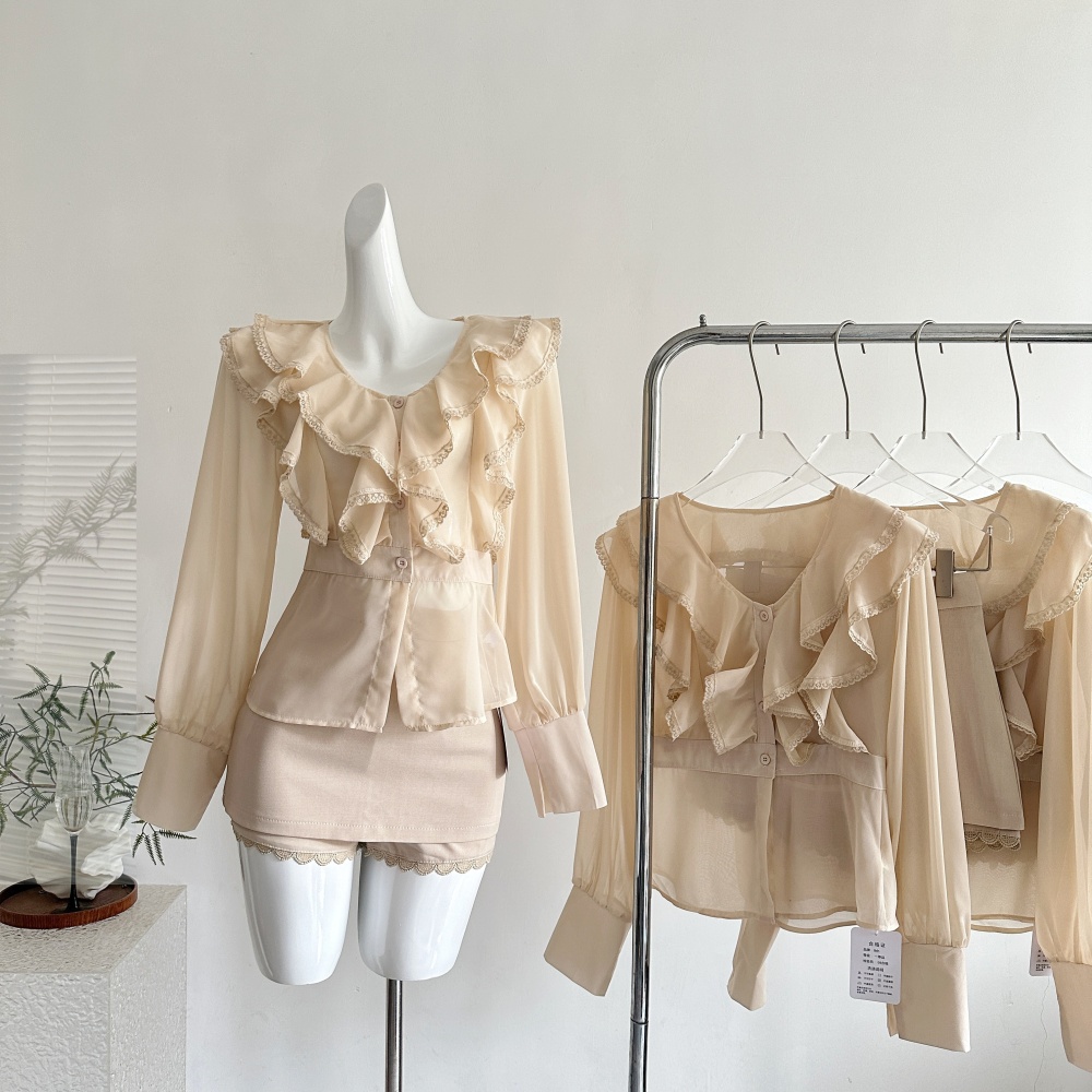 Temperament fashion niche enticement shirt a set for women