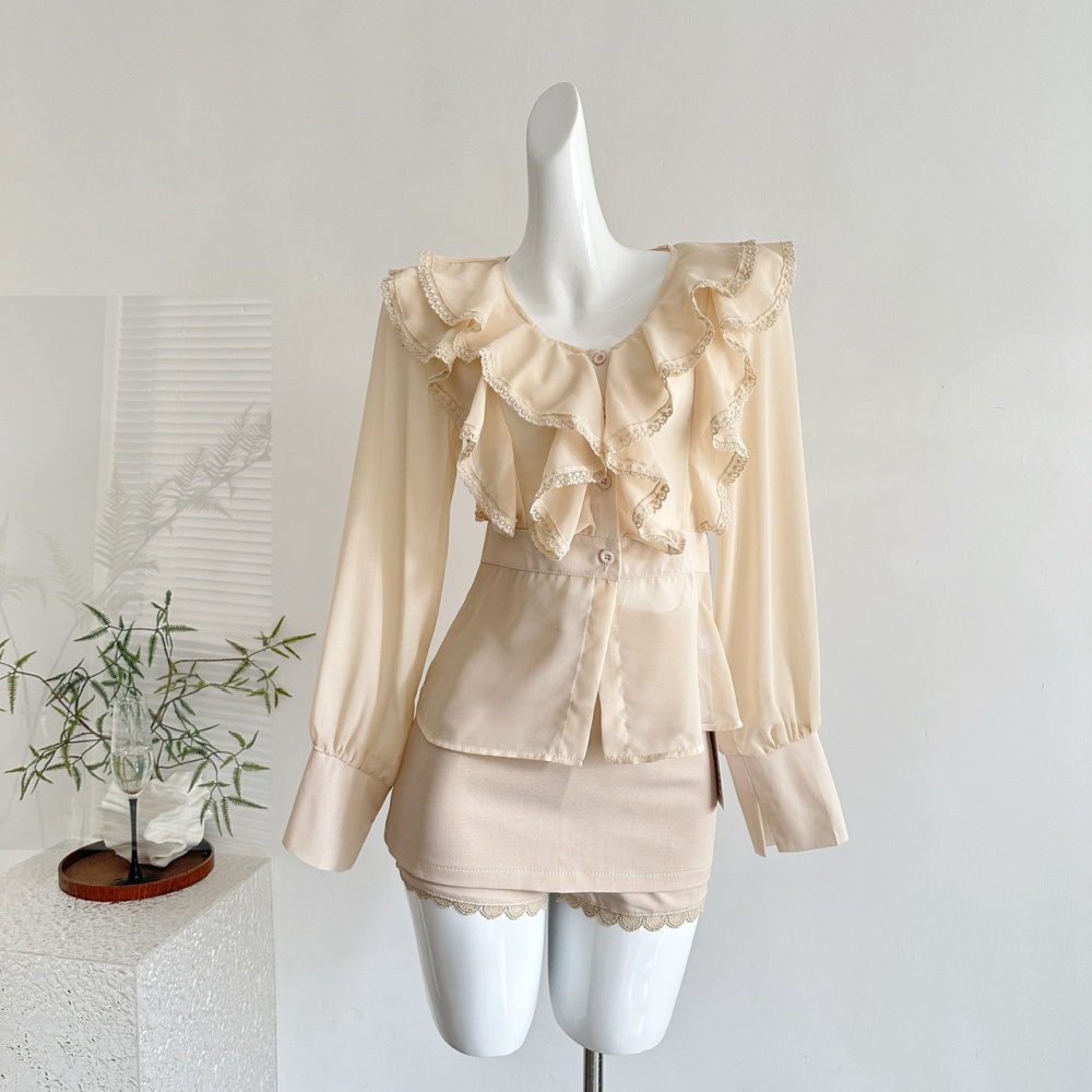 Temperament fashion niche enticement shirt a set for women