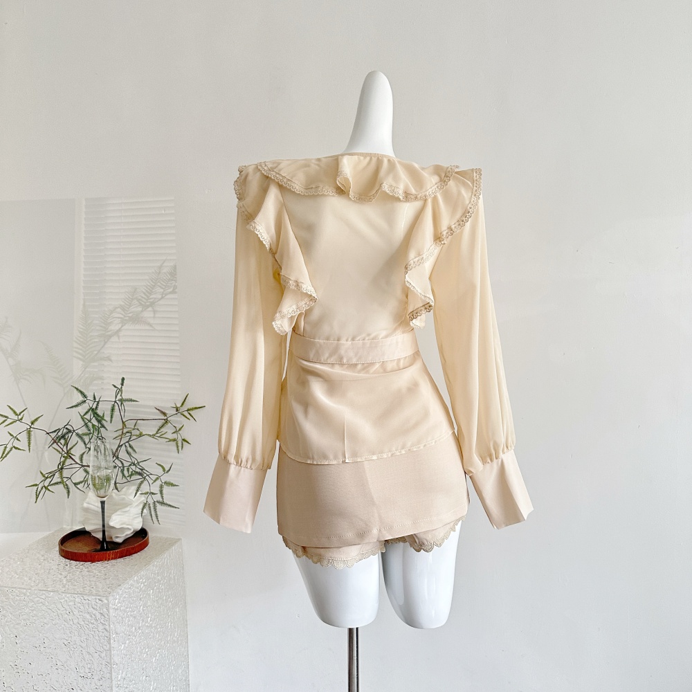 Temperament fashion niche enticement shirt a set for women