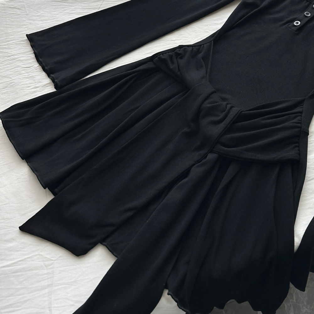 Pseudo-two lace sling autumn pinched waist dress