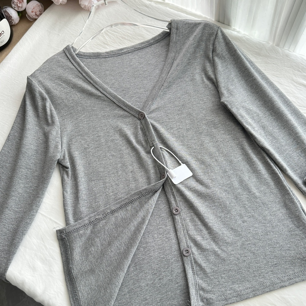 Knitted sling vest irregular hem short skirt 3pcs set