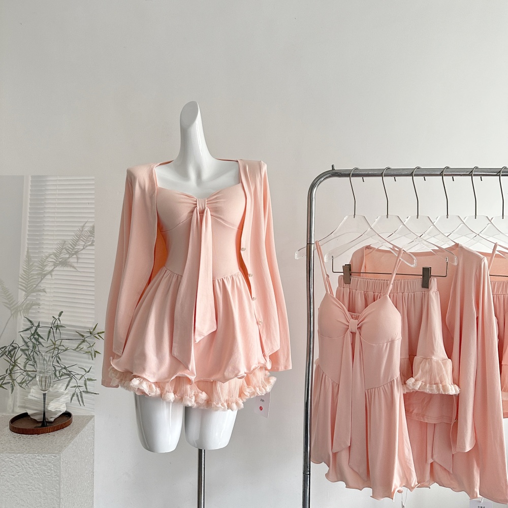 Autumn at home cardigan niche enticement tops 3pcs set