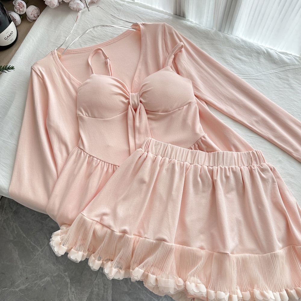 Autumn at home cardigan niche enticement tops 3pcs set