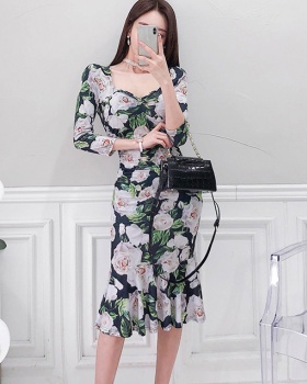 Printing retro formal dress summer package hip dress