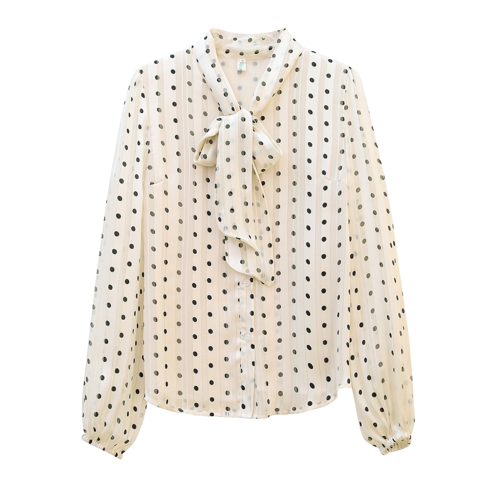 Western style autumn small shirt retro chiffon shirt